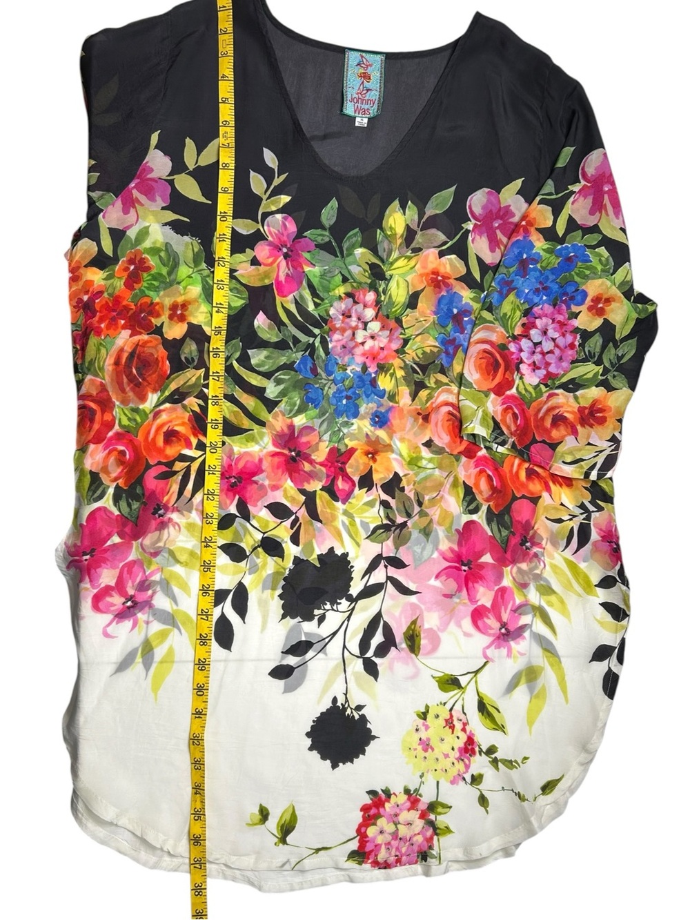 Johnny Was Betty Floral Tunic Boho Rayon XL Flowing - Picture 10 of 11